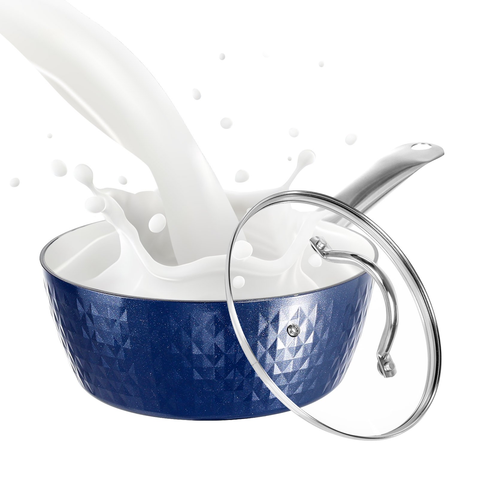 Induction Saucepan With Lid, 18cm 1.5L Milk Pan Non Stick Saucepan, Aluminum Ceramic Coating Cooking Pot - PFOA Free With Stainless Steel Handle, Suit Induction Saucepan With Lid, 18cm 1.5L Milk Pan Non Stick Saucepan, Aluminum Ceramic Coating Cooking Pot - PFOA Free With Stainless Steel Handle, Suit