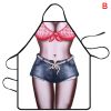 1pc Funny Muscle Man Kitchen Apron Sexy Women Cooking Pinafore Home Cleaning Tool - B