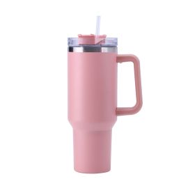 30OZ Straw Coffee Insulation Cup With Handle Portable Car Stainless Steel Water Bottle LargeCapacity Travel BPA Free Thermal Mug - 1PC - 30oz Pink