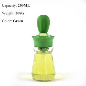 BBQ Tool Oil Bottle With Silicone Brush Oil Spray Baking Barbecue Grill Oil Dispenser Cookware Baking Kitchen Accessories - style b green