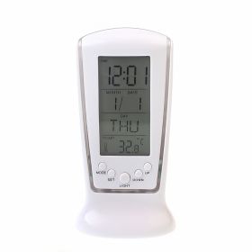 Multifunction Calendar Temperature Digital Alarm Clock with Blue Back Light Electronic Calendar Thermometer Led Clock With Time - White