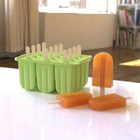 1pc New Summer Ice Cream Tools With Wooden Sticks Silicone Popsicle Molds Custom Mini Silicone Ice Cream Popsicle Mold - Green