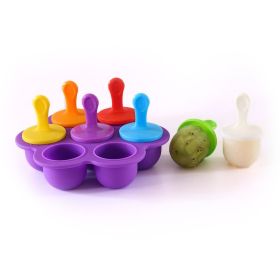 1pc 7 Holes Silicone Popsicle Mold; Ice Pop Molds Maker; Storage Container For Homemade Food; Ice Cream DIY Pop Molds; BPA Free - Dark Purple Base