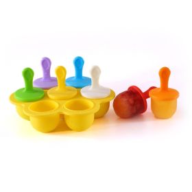 1pc 7 Holes Silicone Popsicle Mold; Ice Pop Molds Maker; Storage Container For Homemade Food; Ice Cream DIY Pop Molds; BPA Free - Yellow Base