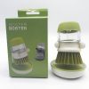 1pc Soap Dispensing Palm Brush With Holder; Soap Dispenser Scrub Brush; With Holder Storage Stand Set; Green; Grey - Green