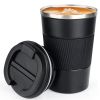 1pc; Stainless Steel Vacuum Insulated Tumbler; Coffee Travel Mug Spill Proof With Lid; Thermos Cup For Keep Hot/Ice Coffee; Tea And Beer - Black - 13o