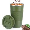 1pc; Stainless Steel Vacuum Insulated Tumbler; Coffee Travel Mug Spill Proof With Lid; Thermos Cup For Keep Hot/Ice Coffee; Tea And Beer - Green - 17o