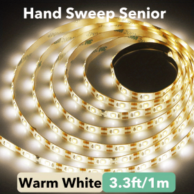 1pc DC 5V Lamp USB Motion LED Backlight TV Kitchen LED Strip Hand Sweep Waving ON OFF Sensor Light Diode Lights Double-sided Tape - Warm White - 3.3ft