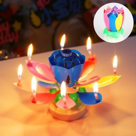 1pc Lotus Music Birthday Candle; Children's Creative Rotating Flowering Singing Lotus Lantern Cake Decoration - Classic