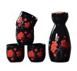 5 Pcs Ceramic Japanese Sake Set Traditional 1 Tokkuri Bottle & 4 Ochoko Cups [Q] - ST-HOM3136596011-EMMA03301