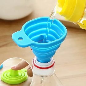 1pc Silicone Small Funnel;  Retractable Folding Funnel - Blue