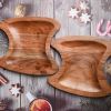 WILLART Wooden Serving Platter Tray Bowl for Serving Snacks Salad Fruits or Platters (Dimension : LxBxH - 20 cm x 19 cm x 1.75 cm) - Set of 2 - AKACAC