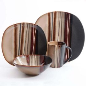 Better Homes & Gardens Bazaar Dinnerware, Brown, Set of 16 - Better Homes & Gardens