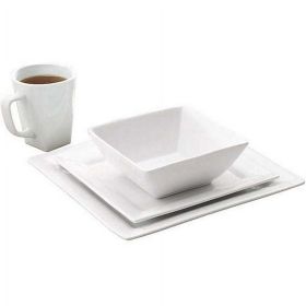 Better Homes & Gardens 16 Piece Square Porcelain Dinnerware Set, White - Better Homes & Gardens