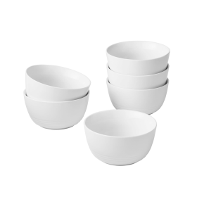 Better Homes & Gardens Round Ribbed Bowls, White Porcelain, Set of 6 - Better Homes & Gardens