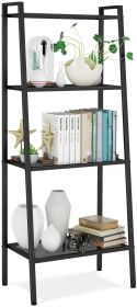 Metal 4 Shelf Bookcase, Multifunctional Ladder-Shaped Plant Flower Stand Rack Bookrack Storage Shelves, Black - Black