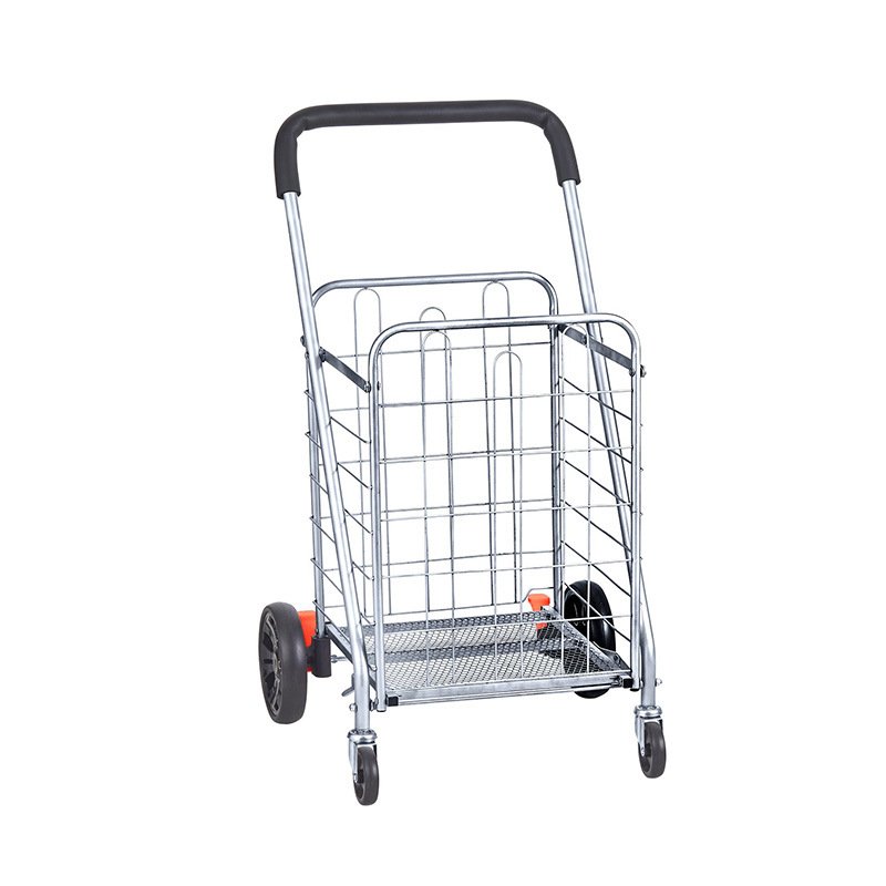 Folding Shopping Cart Grocery Utility Cart with Rolling Swivel Wheels - Silver - 66 lbs Folding Shopping Cart Grocery Utility Cart with Rolling Swivel Wheels - Silver - 66 lbs