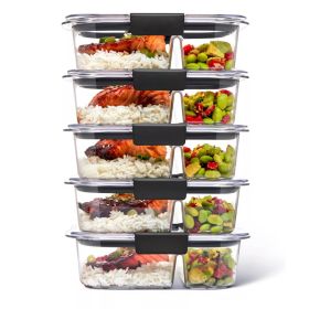 5pk 2.85 cup Brilliance Meal Prep Containers, 2-Compartment Food Storage Containers - clear