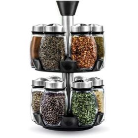 12 Durable Glass Jars in Sleek & Attractive Carousel - Clear