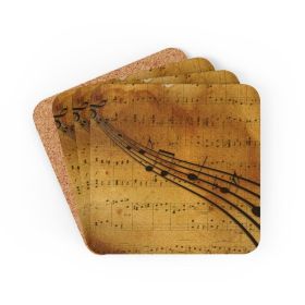 Corkwood Coaster 4 Piece Set, Brown Musical Note Style Coasters - Cork