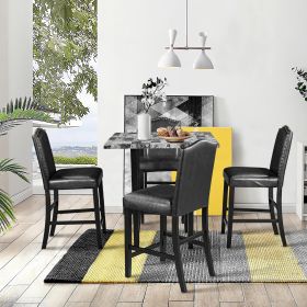 TOPMAX 5 Piece Dining Set with Matching Chairs and Bottom Shelf for Dining Room, Black Chair+Gray Table - as Pic