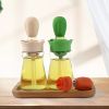 BBQ Tool Oil Bottle With Silicone Brush Oil Spray Baking Barbecue Grill Oil Dispenser Cookware Baking Kitchen Accessories - style b blue