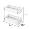 2 sets  sink storage units and bathroom sink storage units, 2-layer drawer cabinet storage unit for kitchen bathroom sink storage, white - White