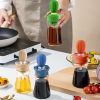 BBQ Tool Oil Bottle With Silicone Brush Oil Spray Baking Barbecue Grill Oil Dispenser Cookware Baking Kitchen Accessories - style b red