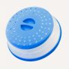 1pc Collapsible Microwave Splatter Cover For Food; Multifunctional Silicone Folding Fresh-keeping Cover; Oil-proof Splash-proof Cover - Blue