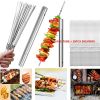 20pcs Grilling Flat Metal BBQ Skewers Stainless Steel Kabob BBQ Skewer 35CM/13.77inch - Stainless Steel