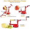 3In 1 Apple Peeler Manual Rotation Potato Fruit Core Slicer Kitchen Hand Cracking Corer - Red