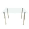 4-seat simple rectangular cylindrical leg table tempered glass stainless steel clear glass 110 * 70 * 75cm N201(Replace encoding13029115) - as picture