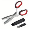 1pc 5 Blade Kitchen Herb Shears Herb Cutter For Chopping Basil Chive Parsley - One Size