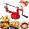 3In 1 Apple Peeler Manual Rotation Potato Fruit Core Slicer Kitchen Hand Cracking Corer - Red