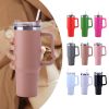 30OZ Straw Coffee Insulation Cup With Handle Portable Car Stainless Steel Water Bottle LargeCapacity Travel BPA Free Thermal Mug - 1PC - 30oz Grey