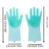 1pair Kitchen Silicone Dishwashing Gloves; Housework Cleaning Waterproof Insulation Magic Gloves; Dishwashing Brush - Sky Blue - Silica Gel