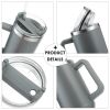 30OZ Straw Coffee Insulation Cup With Handle Portable Car Stainless Steel Water Bottle LargeCapacity Travel BPA Free Thermal Mug - 1PC - 30oz Grey