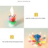 1pc Lotus Music Birthday Candle; Children's Creative Rotating Flowering Singing Lotus Lantern Cake Decoration - Yellow