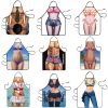 1pc Funny Muscle Man Kitchen Apron Sexy Women Cooking Pinafore Home Cleaning Tool - D