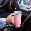 30OZ Straw Coffee Insulation Cup With Handle Portable Car Stainless Steel Water Bottle LargeCapacity Travel BPA Free Thermal Mug - 1PC - 30oz Red