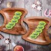 WILLART Wooden Serving Platter Tray Bowl for Serving Snacks Salad Fruits or Platters (Dimension : LxBxH - 20 cm x 19 cm x 1.75 cm) - Set of 2 - AKACAC