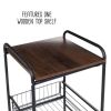 3-Tier Rolling Kitchen Storage Cart with 2 Metal Basket Drawers, Black/Brown - Black/Brown