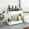 2 sets  sink storage units and bathroom sink storage units, 2-layer drawer cabinet storage unit for kitchen bathroom sink storage, white - White