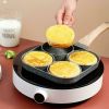 1pc Fried Egg Hamburger Maker; Non-stick Small Flat Bottom Household Frying Pan; Breakfast Egg Burger Pancake Pan Mold; Four-hole Fried Egg Pan - Indu