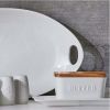 Better Homes & Gardens- White and Acacia Wood Porcelain Embossed Butter Dish - Better Homes & Gardens