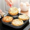 1pc Fried Egg Hamburger Maker; Non-stick Small Flat Bottom Household Frying Pan; Breakfast Egg Burger Pancake Pan Mold; Four-hole Fried Egg Pan - Indu