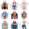 1pc Funny Muscle Man Kitchen Apron Sexy Women Cooking Pinafore Home Cleaning Tool - C