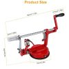 3In 1 Apple Peeler Manual Rotation Potato Fruit Core Slicer Kitchen Hand Cracking Corer - Red