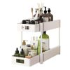 2 sets  sink storage units and bathroom sink storage units, 2-layer drawer cabinet storage unit for kitchen bathroom sink storage, white - White