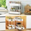 2 sets  sink storage units and bathroom sink storage units, 2-layer drawer cabinet storage unit for kitchen bathroom sink storage, white - White